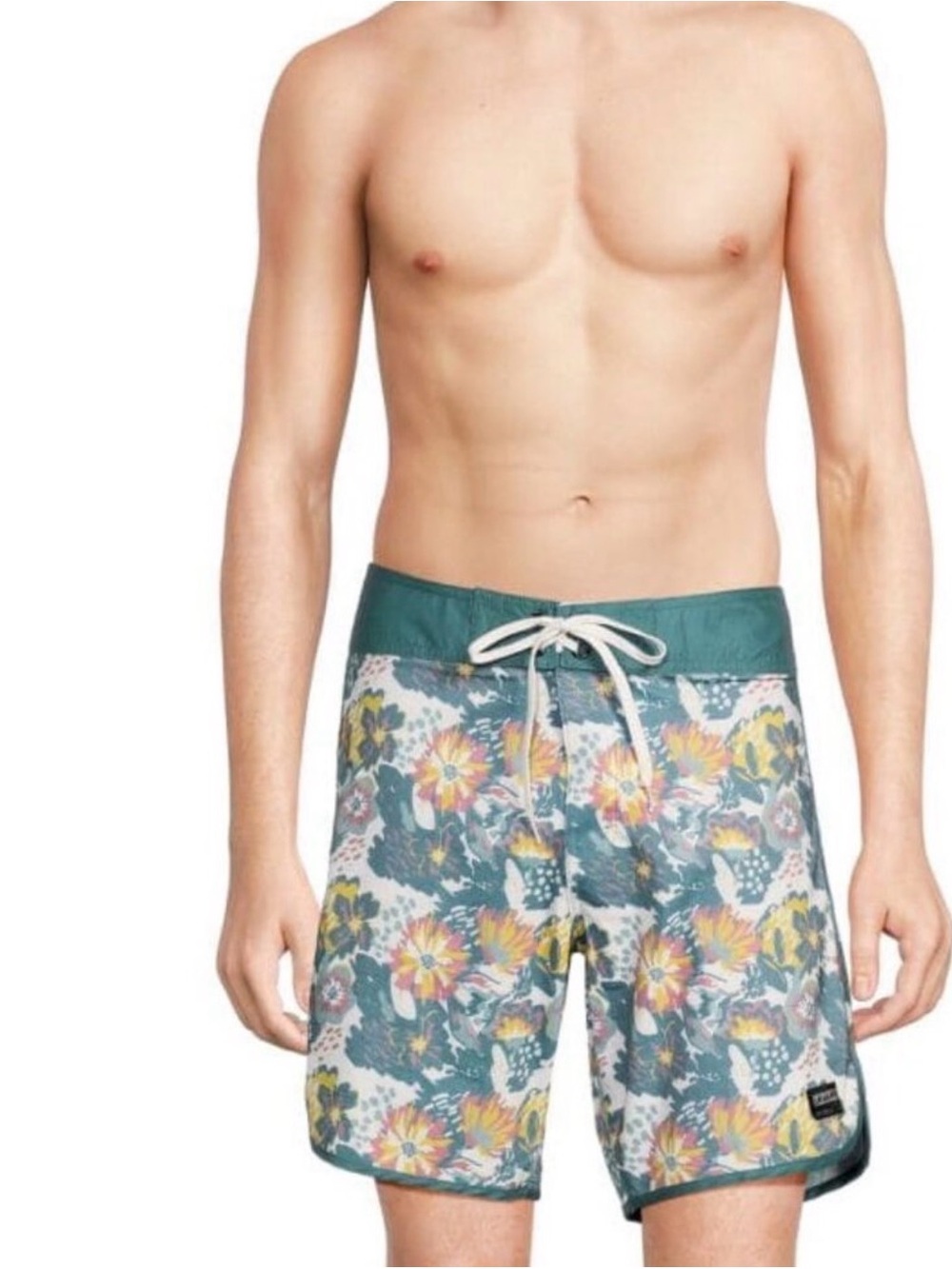 Men's Ezekiel Teal Floral Swim Trunks - Lightweight Boardshorts sz 38 NWT